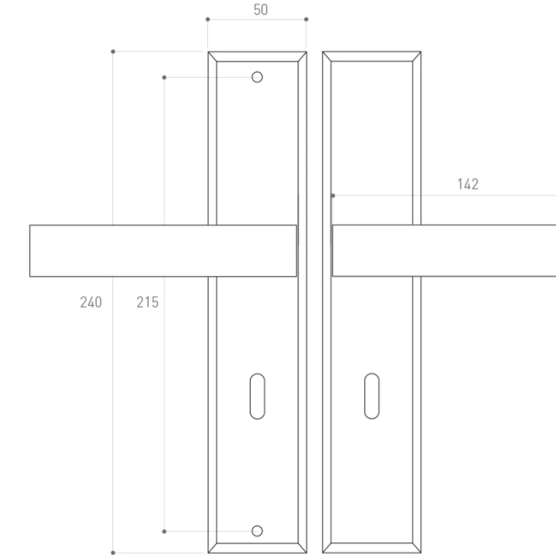 Klamka TOTAL do drzwi zewnętrznych długi szyld 72mm T72I -