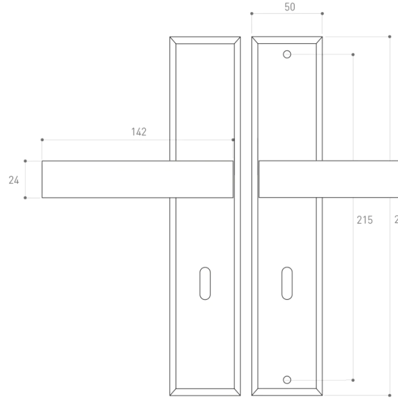 Klamka TOTAL do drzwi zewnętrznych długi szyld 72mm T72I -