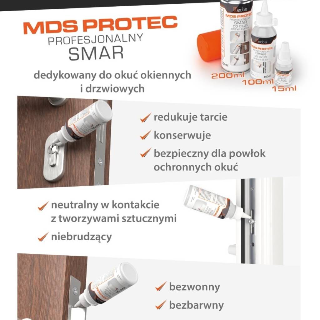 Mds Protec - smar do okuć okiennych drzwiowych zamków 200ml, 800MDSP200 Mds Protec - smar do okuć okiennych drzwiowych zamków 200ml, 800MDSP200