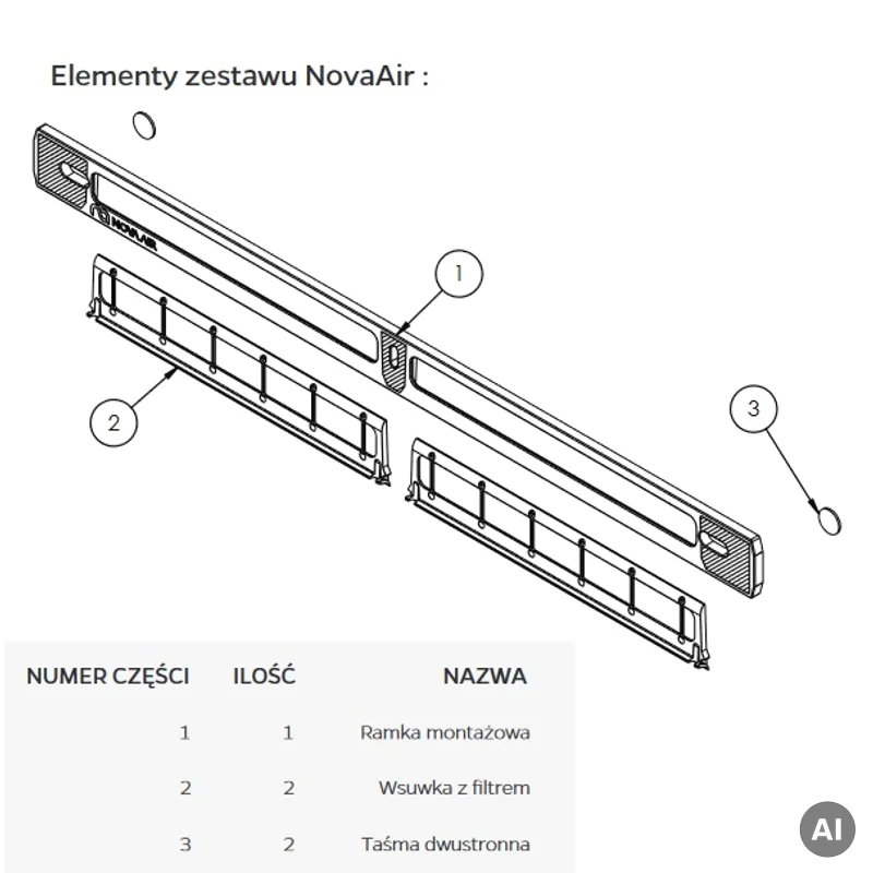 Filtr NovaAir do nawiewnika okiennego Standard antysmogowy a