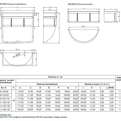 Doświetlacz piwniczny MEAMAX 125x100-125x40 z rusztem kratowym 30/30, 10878615
