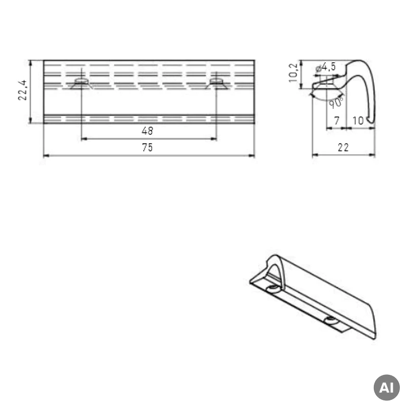 Pochwyt balkonowy aluminiowy przyszybowy Biały, 11590160004
