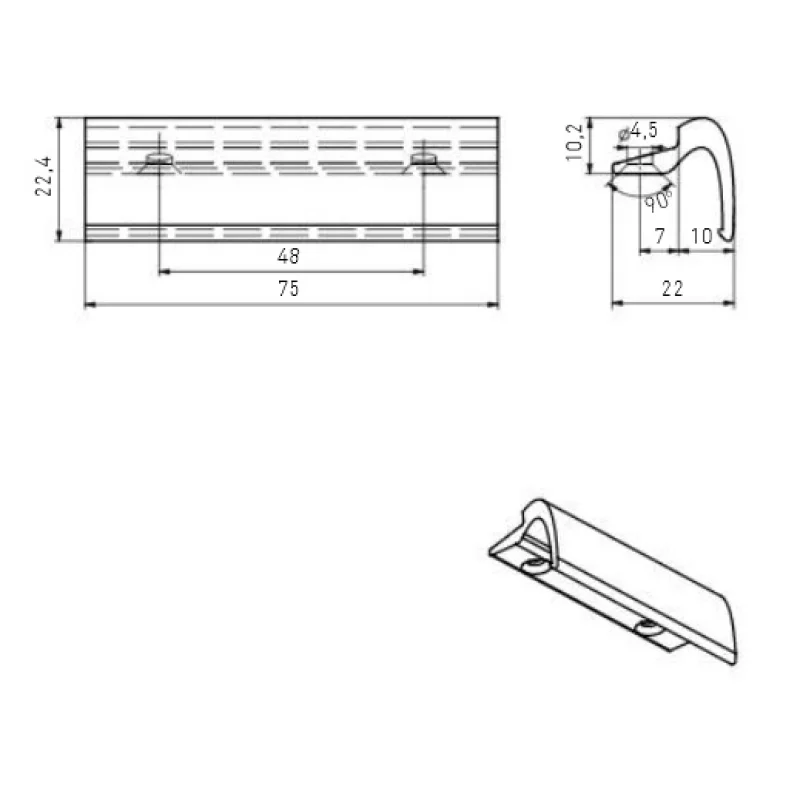 Pochwyt balkonowy aluminiowy przyszybowy Złoty Gold, 115GOL