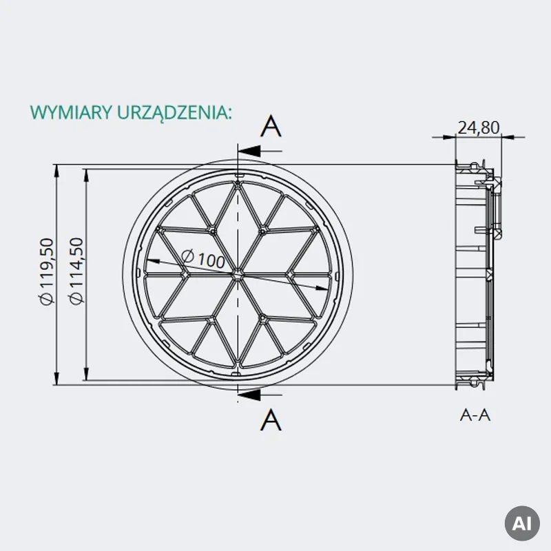 Klapa zwrotna Magnetyczna BRF 125 do kanałów wentylacyjnyc